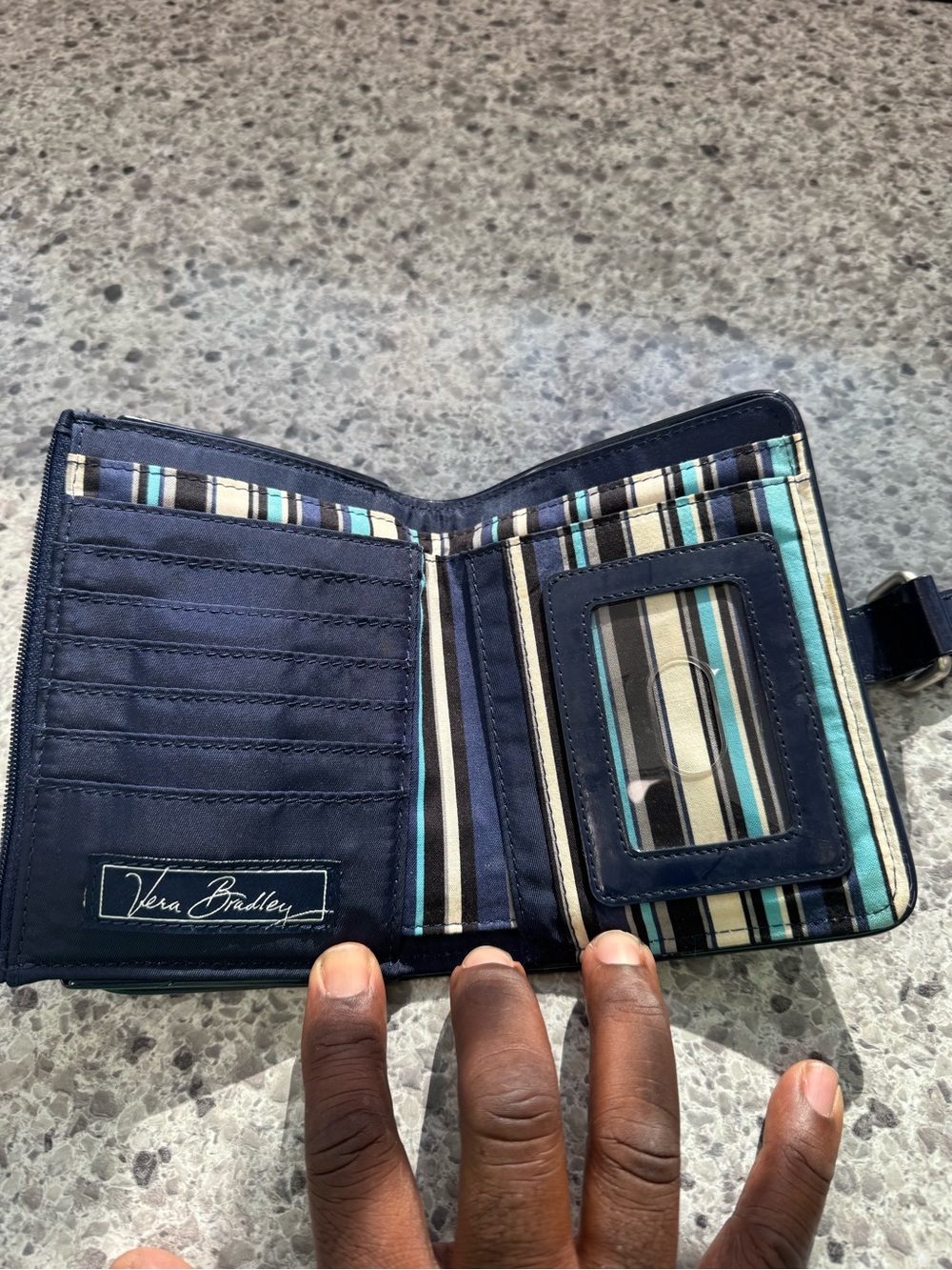 VERA BRADLEY Classic Navy Blue Quilted Cotton Wallet - Picture 3 of 5